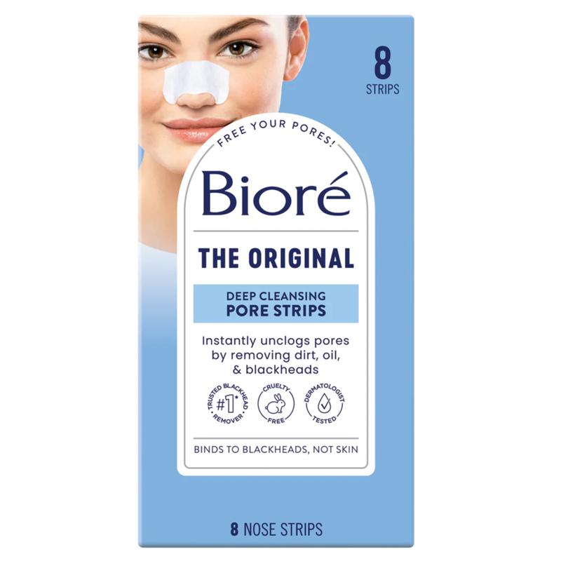 Bior¨¦ Original, Deep Cleansing Pore Strips, Nose Strips for Blackhead Removal, with Instant Pore Unclogging, features C-Bond Technology, Oil-Free, Non-Comedogenic Use, 8 Count