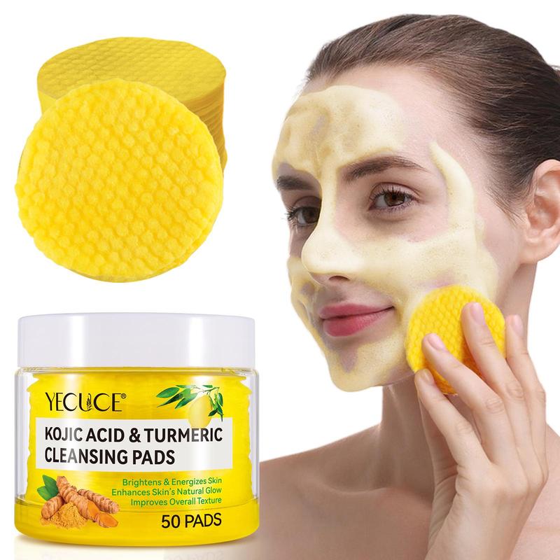 Kojic Acid Turmeric Cleansing Pads, 2 Boxes(50pcs/box) Moisturizing & Hydrating Skin Care Pads, Perfect for Luxury Wet Compresses, Face Care Product