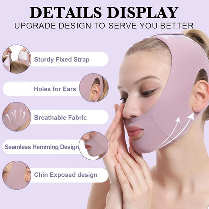 V-shaped Face Lifting Bandage, Breathable Double Lift Belt, Cooling Face Lifting Bandage for Women & Girls, Facial Skin Care Tool