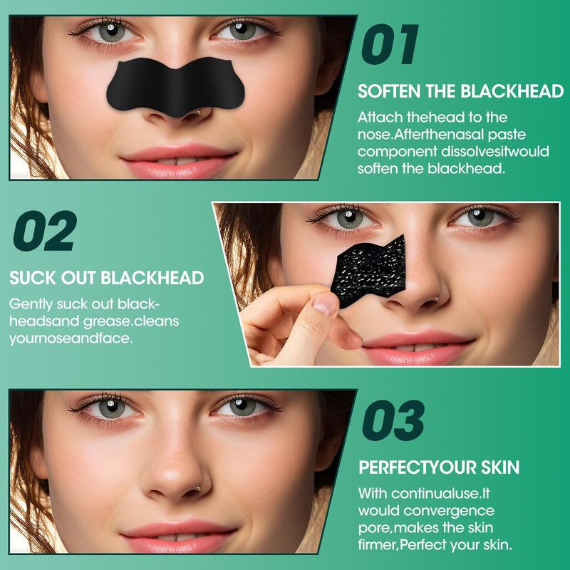 Nose Blackhead Removal Mask, 100pcs Deep Cleansing Skin Care, Remove Acne Treatment Mask, Natural Charcoal Blackhead Patch, Suitable for All Kinds Of Skin, Nose Pore Cleaning Patch