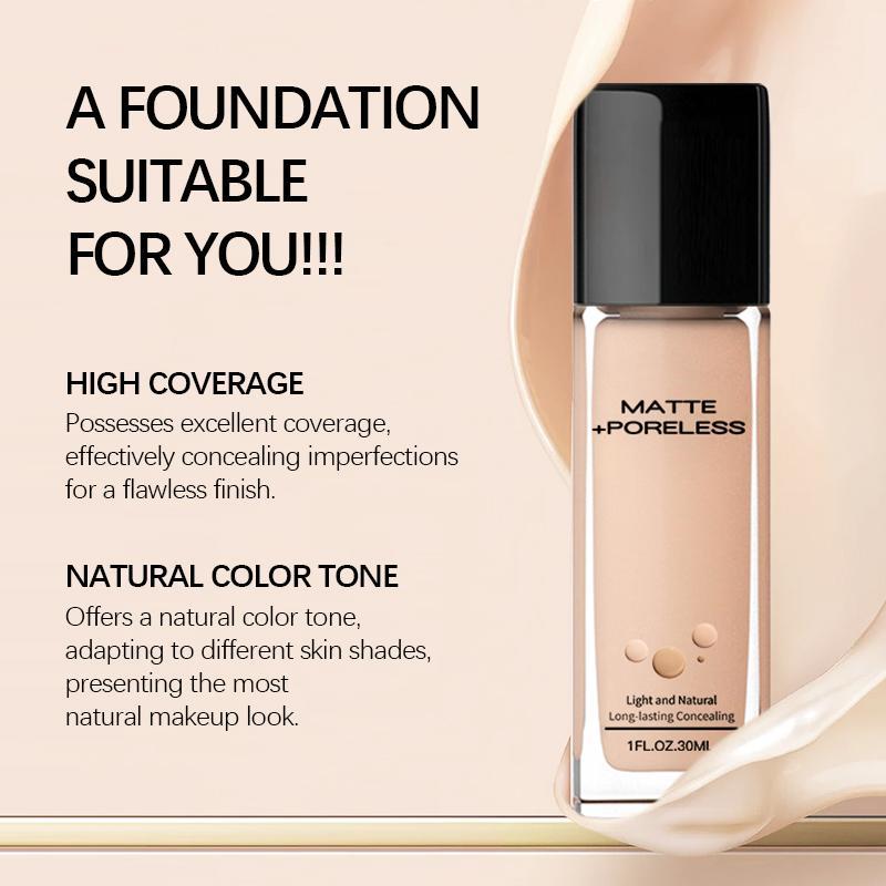 Matte Oil-free Liquid Foundation, Lightweight Moisturizing Foundation, Medium Coverage Makeup Product for Women & Girls