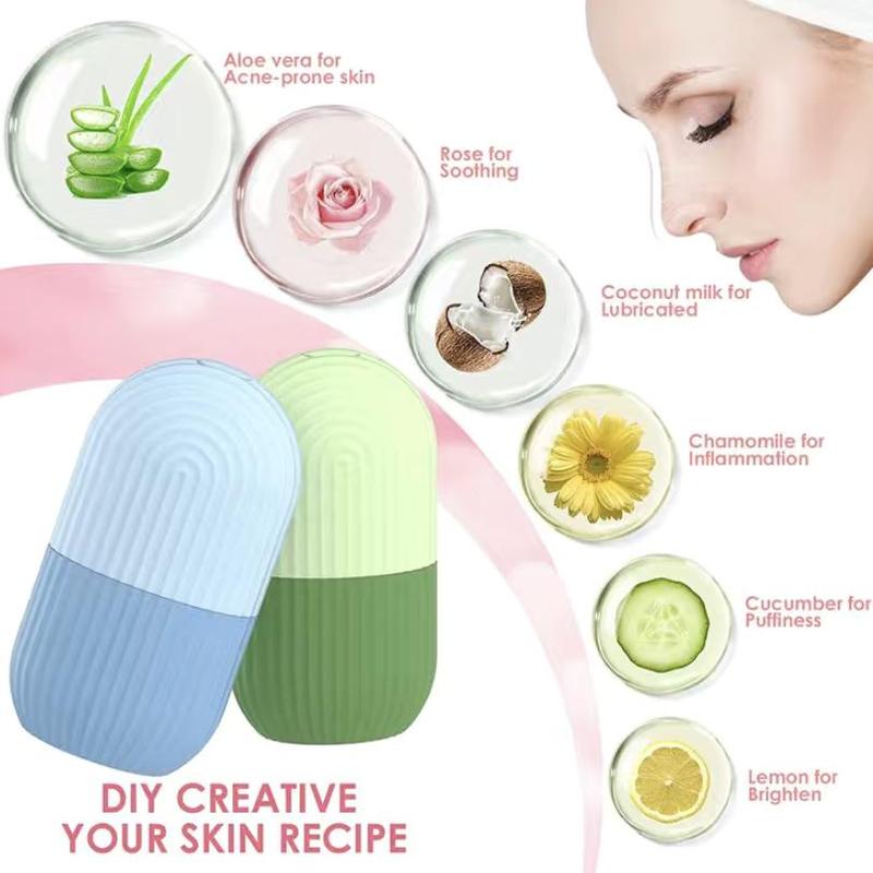 Summer Ice Roller for Face & Panda Eye Puffiness, Comfort Ice Face Roller Mold Face Massagers, Reusable & Leakproof Ice Facial Roller Mold Cube, Facial Care Tools for Women, Skincare Products