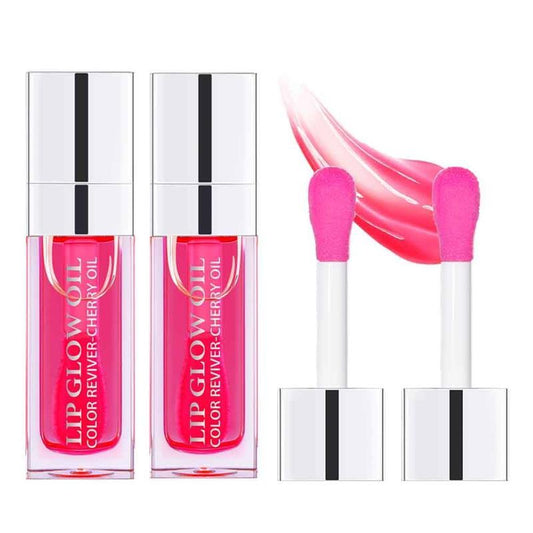 Hydrating Lip Glow Oil, Moisturizing Lip Glow Oil, Lip Plumper Gloss, Transparent Lip Gloss, Lip Oil, Plumping Lip Oil, Lip Balm, Tinted Lip Balm Lip Care (2PCS Cherry) Skincare Moisturizer Hydrate Moisture