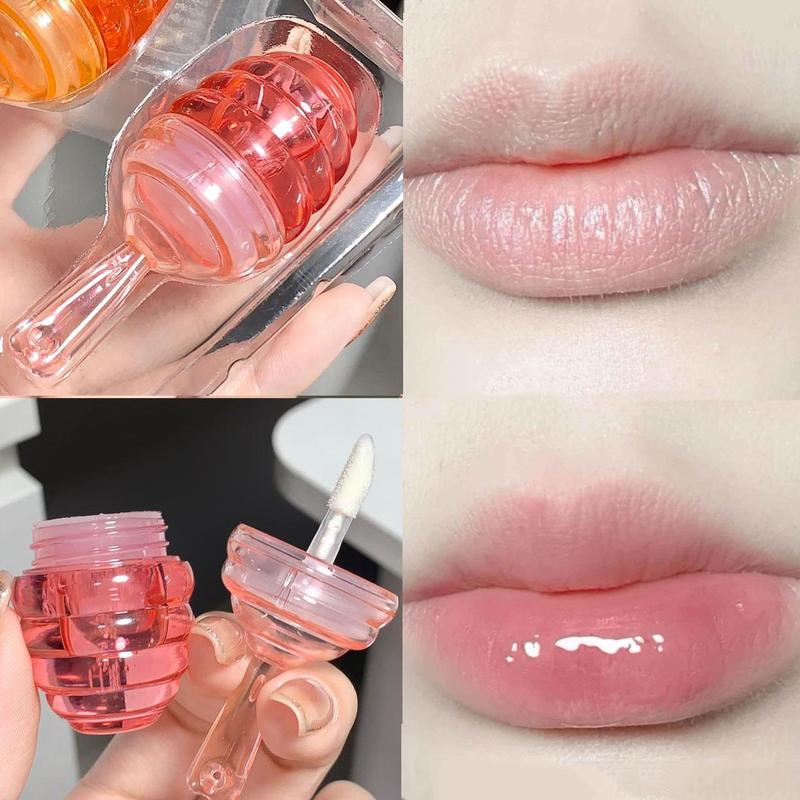 Little Honey Pot Deisgn Moisture Lip Oil, Hydrate Juicy Lip Gloss, Lip Skincare Product for Women & Girls, Summer Cosmetic Gift