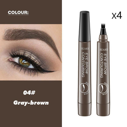 4pcs Long-lasting Waterproof Liquid Eyebrow Pencil, Brow Styling Brush, Brow Shading & Filling Pencil, Brow Brush Makeup Tool, Eye Brow Makeup Products