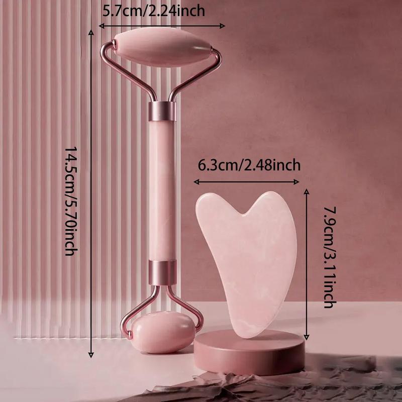 Face Massage Tool, 2pcs/set Double Head Jade Face Massage Roller & Gua Sha Board, Face Massage Tool for Skin Care