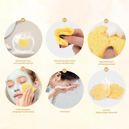 Flower Shaped Compressed Sponges, 60pcs/set Natural Cellulose Facial Cleaning Sponges with Organizer, Professional Sponges for Face Washing, Massaging, Pores Exfoliating & Makeup Removal