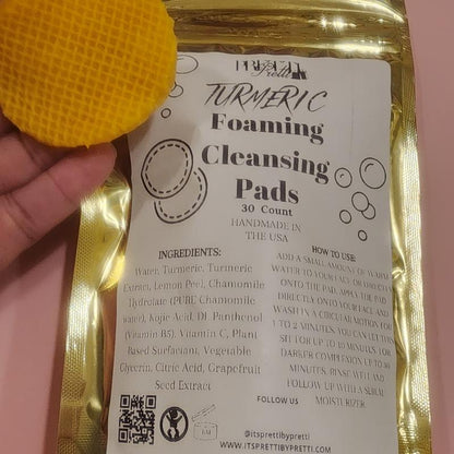 Turmeric and Skincare Kojic Acid Foaming Cleansing Pads  Acne Chamomile Gentle Grapefruit Lemon Moisturize Organic