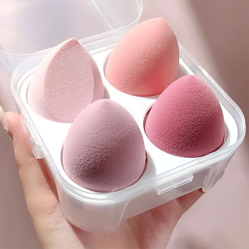 Makeup Sponge Set with Storage Box, 4 Counts Professional Soft Beauty Sponge, Beauty Blender Set, Flawless Makeup Tool for Cream, Powder Liquid & Foundation