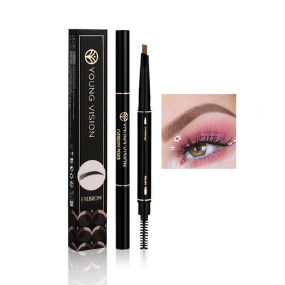 Automatic Rotary Double Head Eyebrow Pencil with Brush, 1 Count Non Smudge, Eye Makeup