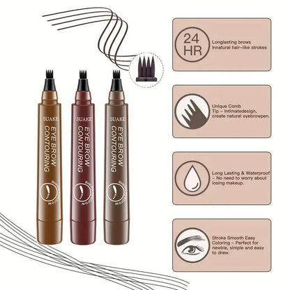 Cosmetic Long-wearing 4 Point Eyebrow Pencil, 1 Count Long Lasting Eyebrow Pen, Brow Styling Brush, Brow Shading & Filling Pencil, Eye Brow Makeup Products