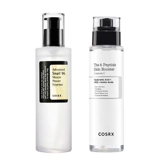 CosRX - Advanced Snail 96 Mucin Power Essence Serum (3.38oz) & 6 Peptide Skin Booster (5.3oz) Skincare Booster Bundle