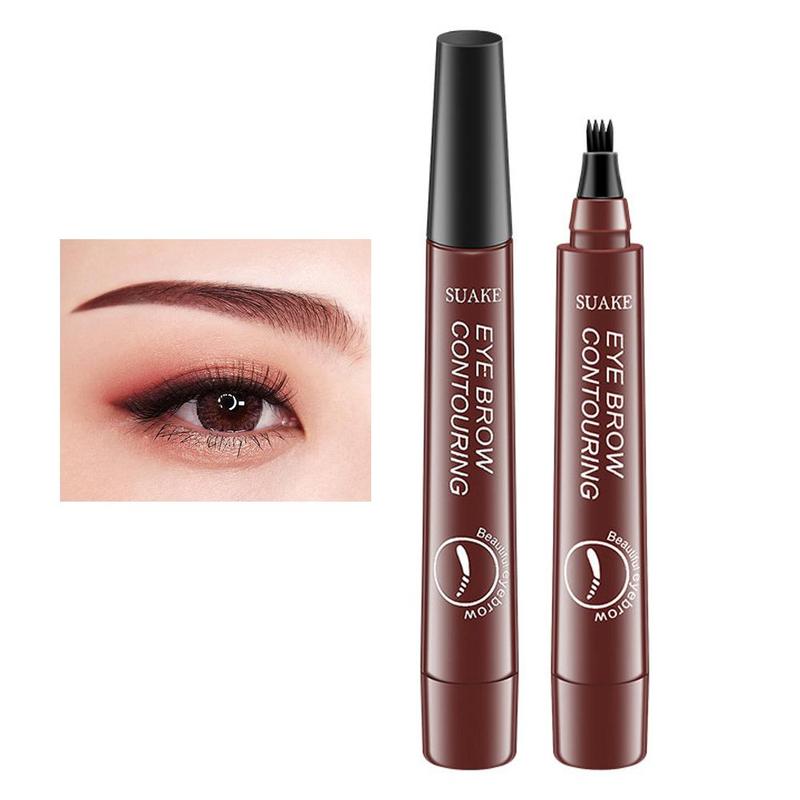 Four-tooth Liquid Eyebrow Pen, 1 Count Long Lasting Eyebrow Liquid Pencil, Brow Styling Brush, Sweat Proof High Pigmented Brow Shading and Filling Pen