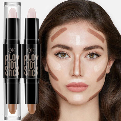 2 In 1 Double-end Highlight & Contour Stick, Versatile Makeup Balm Stick For Highlighting, Brightening, Contouring, Concealing, Shadow Drawing, Portable Multifunctional Makeup Stick