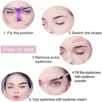 Eyebrow Templates with Handle, 8pcs/set Reusable Eyebrow Stencil, Professional Makeup Tools for Eyebrow Shaping and Grooming