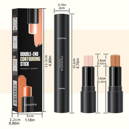 2 in 1 Double-ended Highlighter Stick, Long Lasting Highlighter Stick, Facial Brightening Cosmetics for Women & Girls