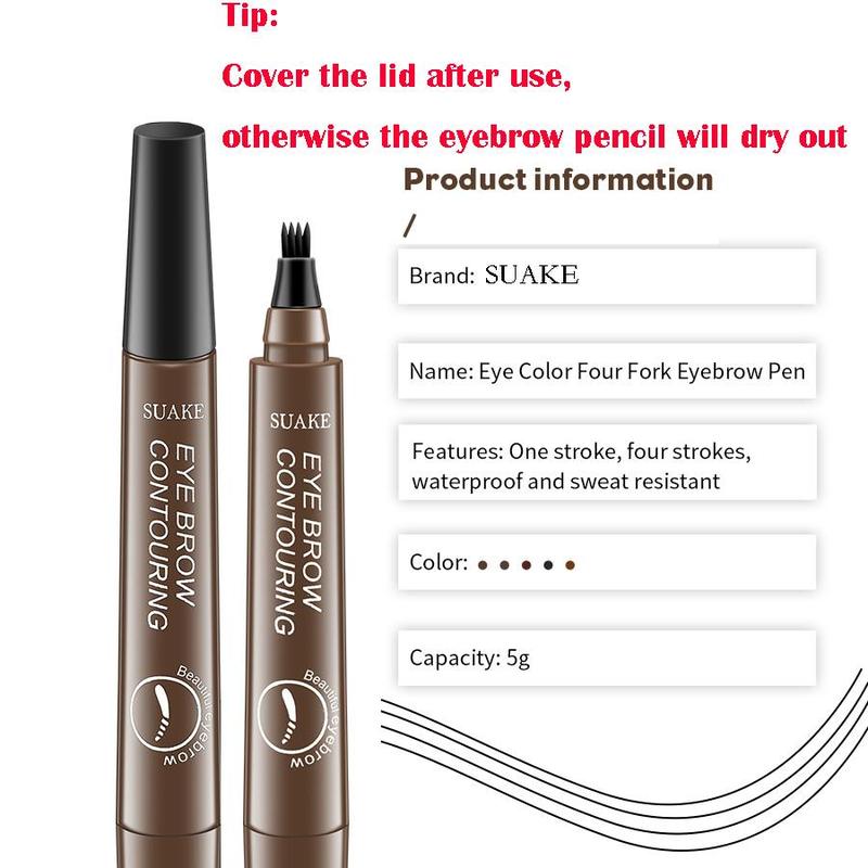 Music Festival Makeup, Comfort Liquid Eyebrow Pen Gift, 4-fork Waterproof & Long Lasting Eye Brow Pencil, High Pigmented Brow Shading Filling Styling Pen, Easy to Apply, Daily Cosmetic, Makeup Accessories