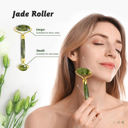 Natural Jade Roller, 1 Count Manual Roller Massager For Face, Neck & Eye Area, Massage Tool For Skin Care