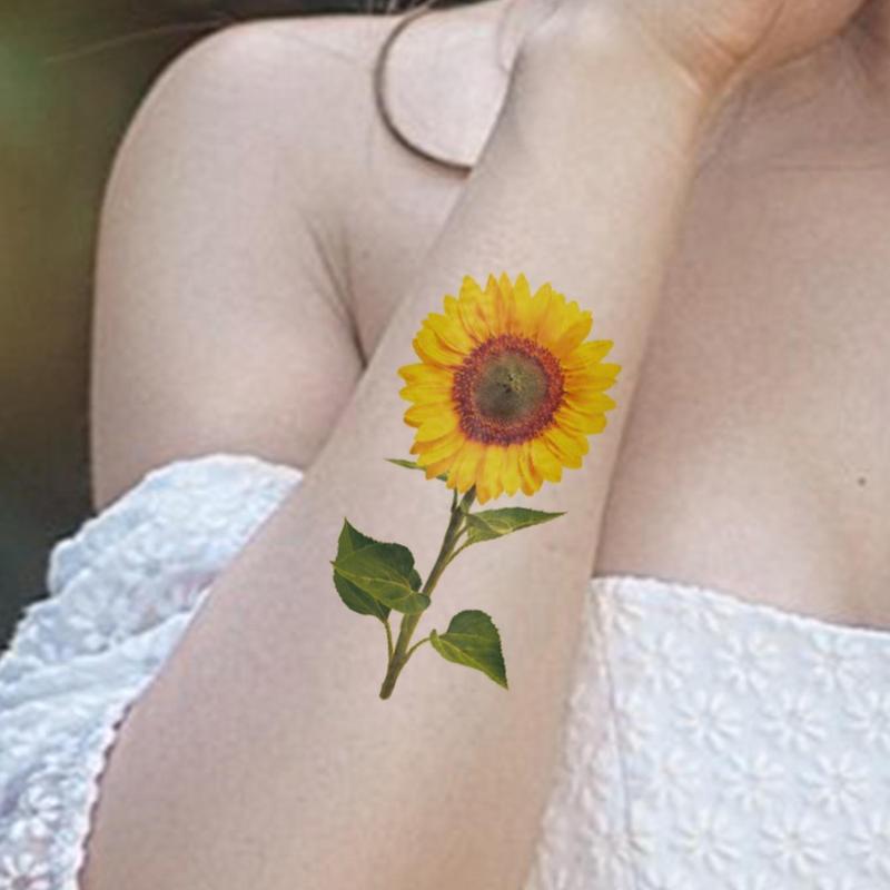 Sunflower Pattern Tattoo Sticker, 1 Count Waterproof Temporary Tattoo Sticker, Body Art Decoration For Women & Girls