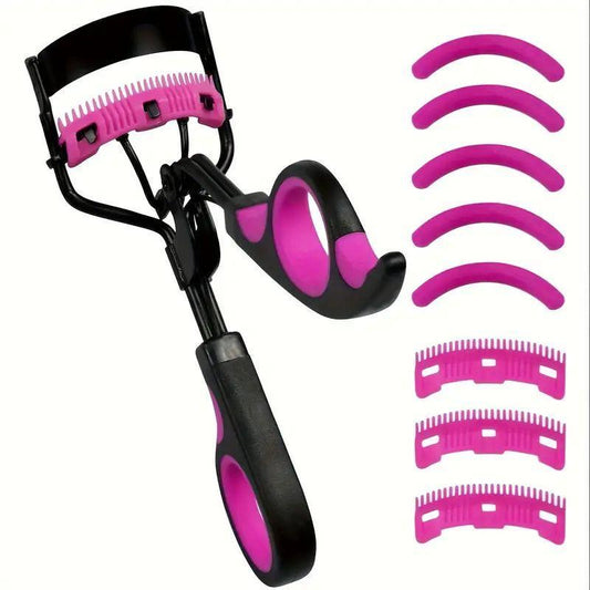 Eyelash Curler & Replacement Pad Set, 1 Set Eyelash Curler with Build in Comb for DIY Lash Clusters, Professional Beauty & Personal Care Makeup Products for Women