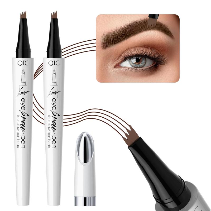 Waterproof Brow Pen with Micro-fork Tip, 2 Counts Long Lasting Eyebrow Pen, Brow Styling Brush, Eye Brow Makeup Tool, Makeup Accessories