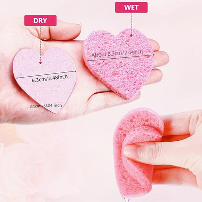 Heart Shaped Facial Sponge, 10/20/30pcs Compressed Face Wash Pad, Exfoliating Facial Cleansing Sponge, Facial Skin Beauty Tool, Skincare Tools