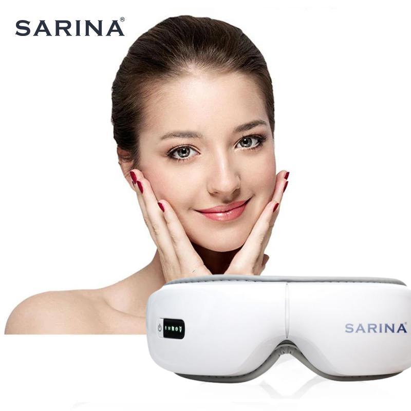 sarina Eye Massager with Heat, Heated Eye Mask with Bluetooth Music for Migraine, Face Massager to Relax, Eye Care Device for Eye Strain, Eye Bags, Dry Eyes, Birthday Gifts