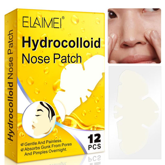 Elaimei Hydrocolloid Nose Patch (12 Patches), Gentle and Painless, Absorbs Gunk Form Pores and Pimples Overnight