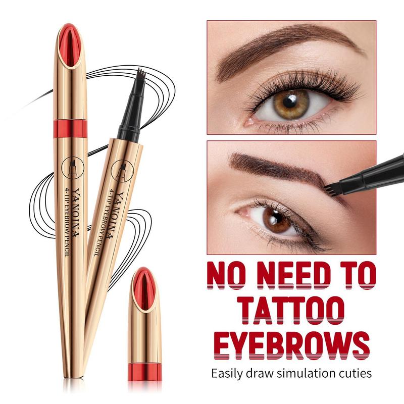 Waterproof Four-Point Eyebrow Pen, 1 Count Long Lasting Eyebrow Pencil, Eye Brow Coloring Pen, Makeup Accessories