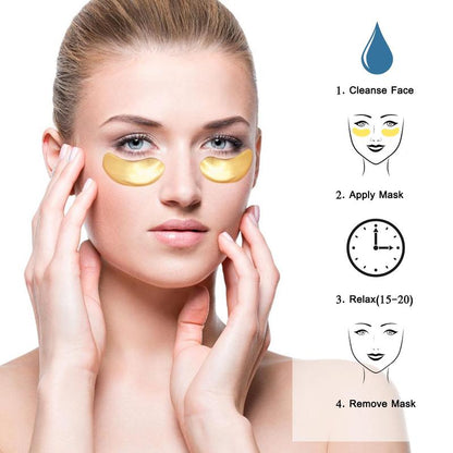 Crystal Collagen Gold Eye Mask, 10pcs/box Dark Circles Acne Beauty Patches for Eye Skin Care, Moisturizing Eye Care Products for Women & Men, Eye Skin Lifting & Firming Patch