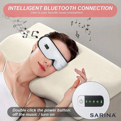 sarina Eye Massager with Heat, Heated Eye Mask with Bluetooth Music for Migraine, Face Massager to Relax, Eye Care Device for Eye Strain, Eye Bags, Dry Eyes, Birthday Gifts