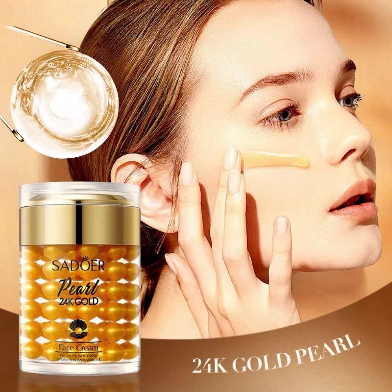 Moisturizing Pearl 24k Gold Facial Skincare Cream, Brightening & Firming Facial Lotion, Beauty & Personal Care Product