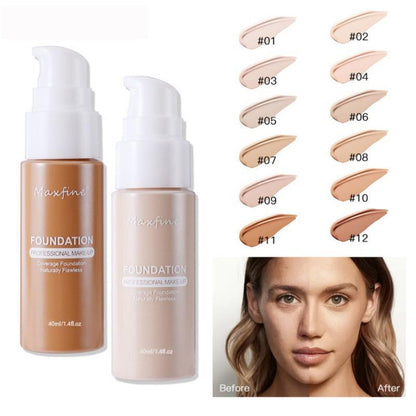 Long-lasting Matte Liquid Foundation & Concealer Set, 1 Count Hydrate Foundation & 2 Counts Lightweight Concealer, Facial Makeup Set