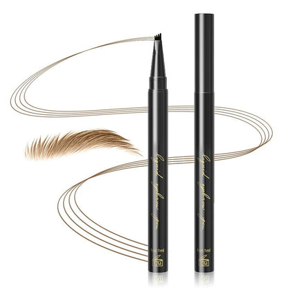 Eyebrow Pencil Microblading Pen, Liquid Waterproof Brow Pen with 4 Micro-Fork Tip, Long-Lasting Eyebrow, Smudge-Proof Eyebrow Makeup, Natural Eyebrow Hair Stays on All Day