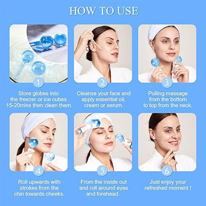 Ice Globes for Facials, Ice Globes, Face Massager, Face Tools, Facial Ice Globes, Cooling Globes, Globes for Face Neck & Eyes, Daily Beauty, Tighten Skin, Anti Ageing, Reduce Puffy and Wrinkle