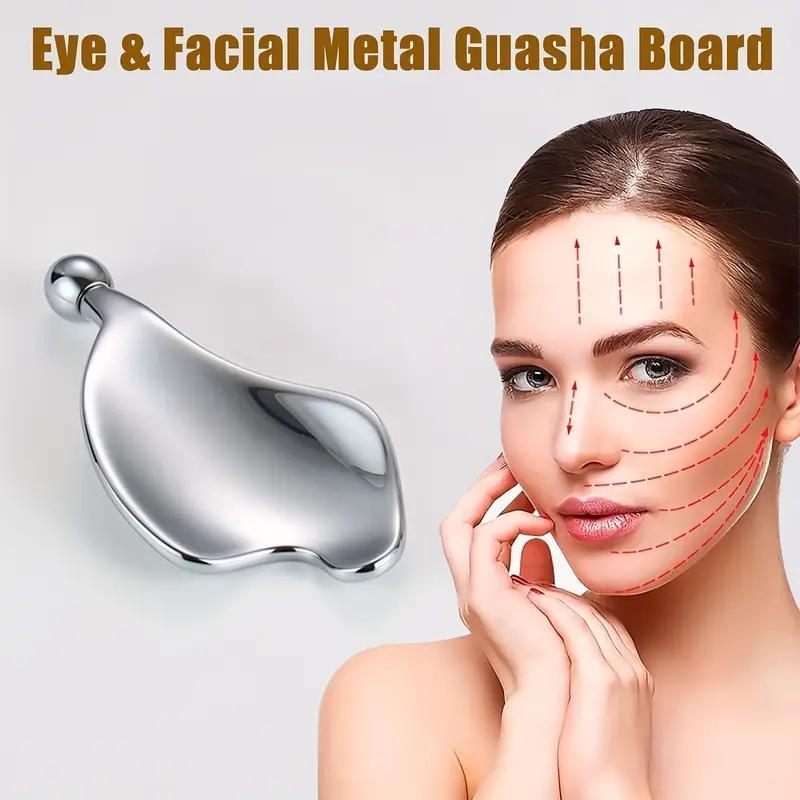 Leaf Shaped Eye Massage Roller, Eye & Facial Metal Gua Sha Board, Facial Massage Tool, Professional Skincare Tools for Women