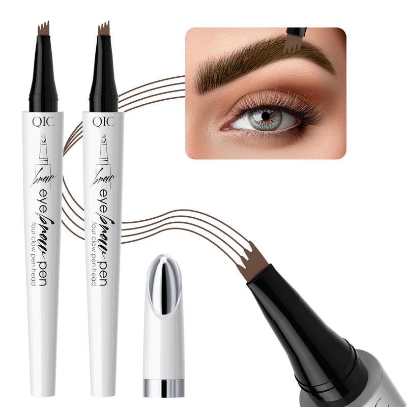 Waterproof Brow Pen with Micro-fork Tip, 2 Counts Long Lasting Eyebrow Pen, Brow Styling Brush, Eye Brow Makeup Tool, Makeup Accessories