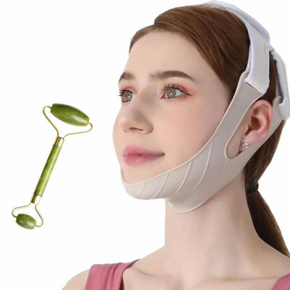 V-shaped Face Slimming Bandage, 2 Counts/set Face Lifting Bandage & Massage Roller, Facial Massage Tool, Skincare Tool for Women