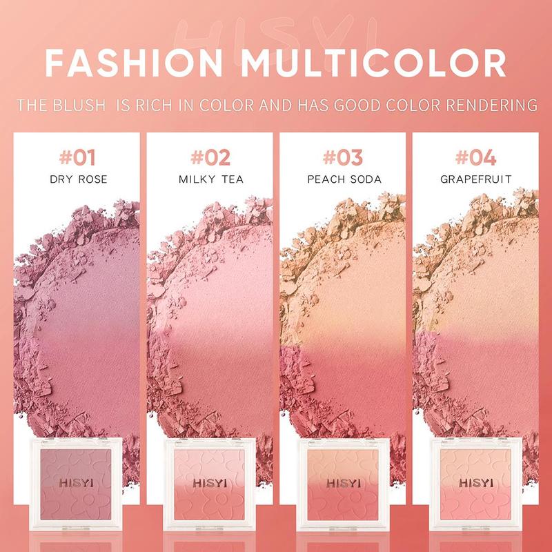 Long Lasting Gradient Color Matte Blush, Easy Coloring Lightweight Blush Pressed Powder, Natural Look Blush Suitable for All Skins