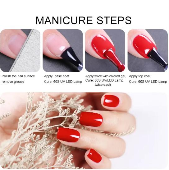 Gel Base Coat and Top Coat Nail Polish - Long-Lasting No Wipe Base and Top Coat Set LED UV Soak Off Nail Lamp for Home DIY & Nail Salon Varnish Long Lasting High Gloss Shiny 2 x 10ml