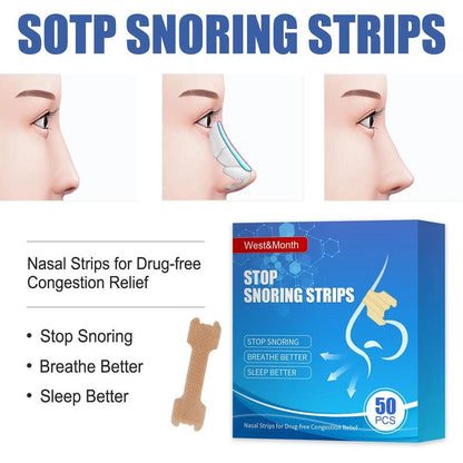 Breathable Anti-snoring Nasal Strip, 50pcs/set Sleeping Snoring Relief Nasal Sticker, Sinus Relief Nasal Patch, Home Product