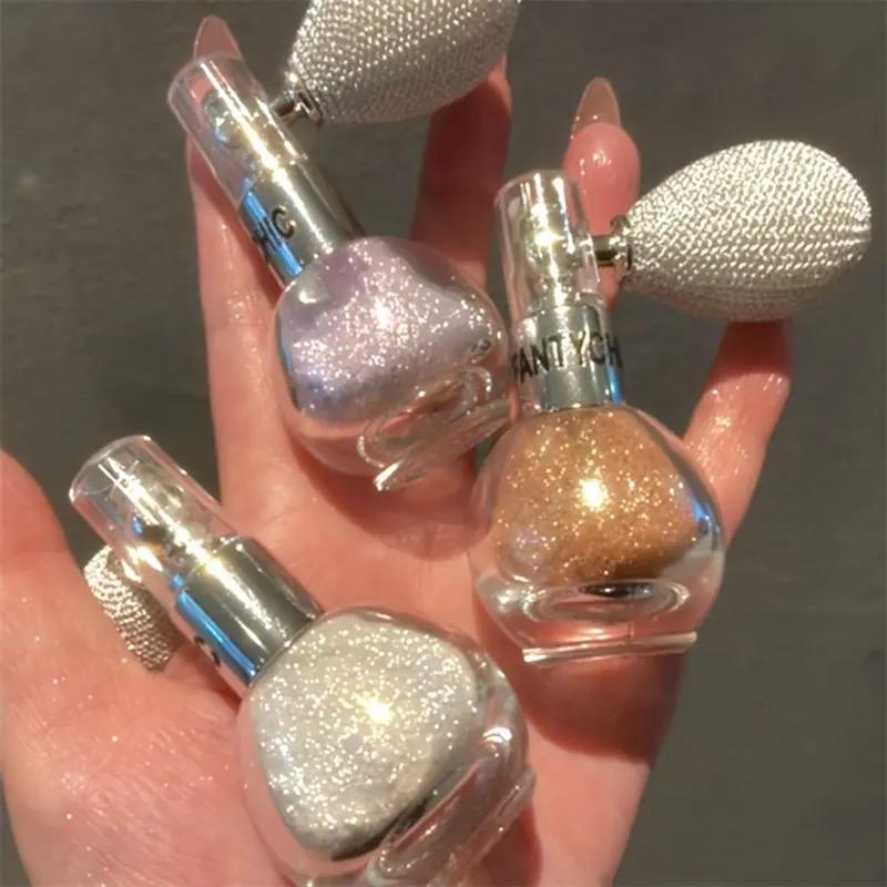 Diamond Highlighter Powder Spray Waterproof High Gloss Glitter Body Bronzer Highlight Powder Face Contour Illuminator Makeup Brush Shimmer Blend Radiant Cosmetic