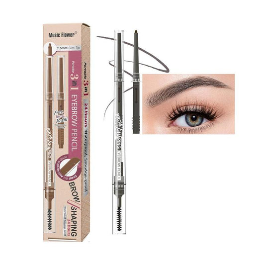 Portable 3 in 1 Eyebrow Pencil (1 Piece), Waterproof Eyebrow Pencils with Refill, Eyebrow Makeup Tool for Women