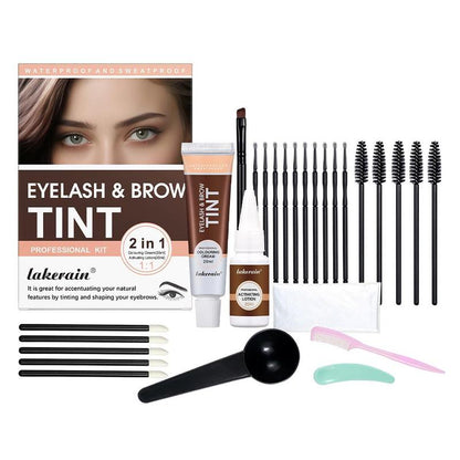 Lash & Brow Dye Set, 1 Box Brow Lamination Kit, Natural Bushy Eyebrow Makeup Kit, Long Lasting Spot Coloring DIY Hair Dying for Salon Home Use