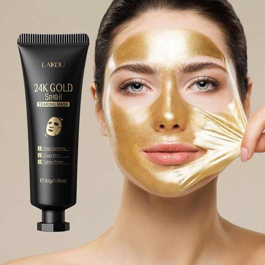 LAIKOU 24K Gold Snail Tearing Mask, Peel-Off Mask, Deep Cleansing, Tighten Pores, Blackhead Remover Mask,  Anti-Aging, Reduces Fine Lines£¦ Wrinkles Great for All Skin, Travel Size - [50g/1.76oz]