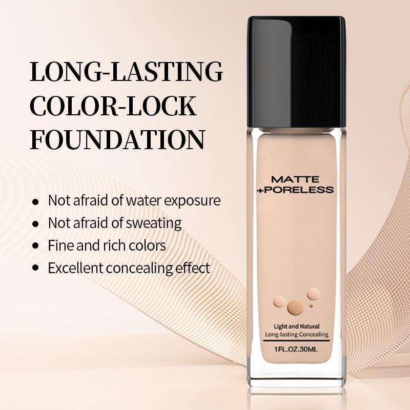 Oil-free Matte Foundation, Long Lasting Flawless Matte Finish Liquid Foundation, Lightweight Moisturizing Foundation for Women & Girls