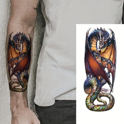 Dragon Pattern Temporary Tattoo Sticker, 1 Count Waterproof Fake Tattoo Stickers, Body Art Decoration for Men & Women