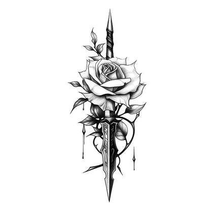 Rose Pattern Fake Tattoo Sticker, 2pcs/set Temporary Tattoo For Women & Men, Waterproof Fake Tattoo Sticker, Body Art Sticker