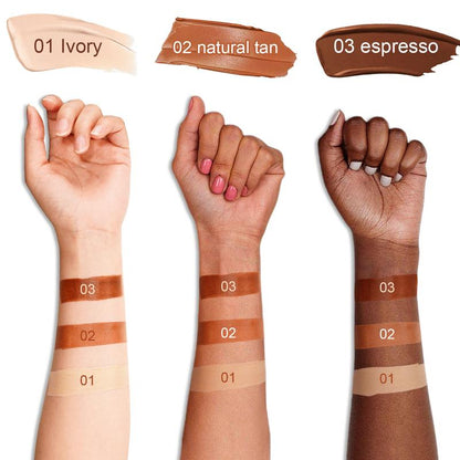 [Ready Stock] Aliver 2 in 1 Foundation Stick, 3 Shades (Ivory/Natural Tan/Espresso), Water-proof & Sweat-proof, 6 Hours High Coverage, Easily Create Professional Matte Makeup