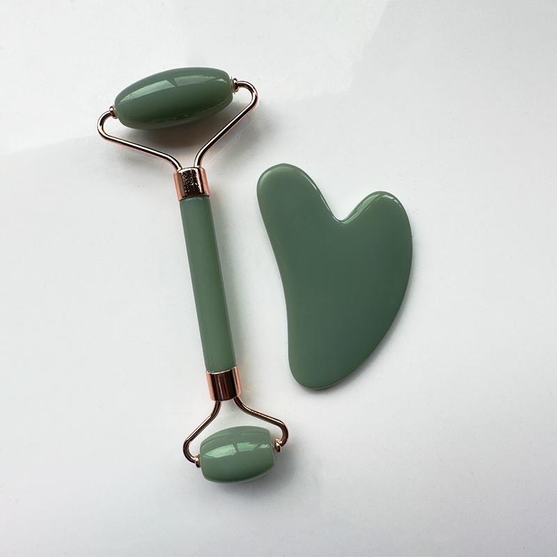 2pcs/set Face Massage Tool, Double-headed Face Roller & Heart Design Gua Sha Board, Skincare Accessories